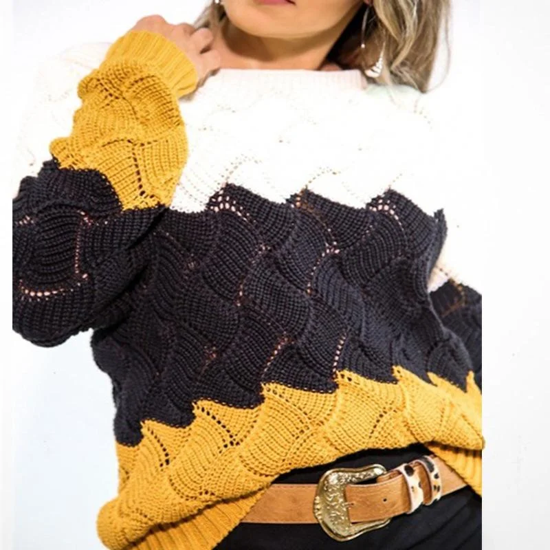 European and American Loose Rainbow Knitted Sweater | EGEMISS