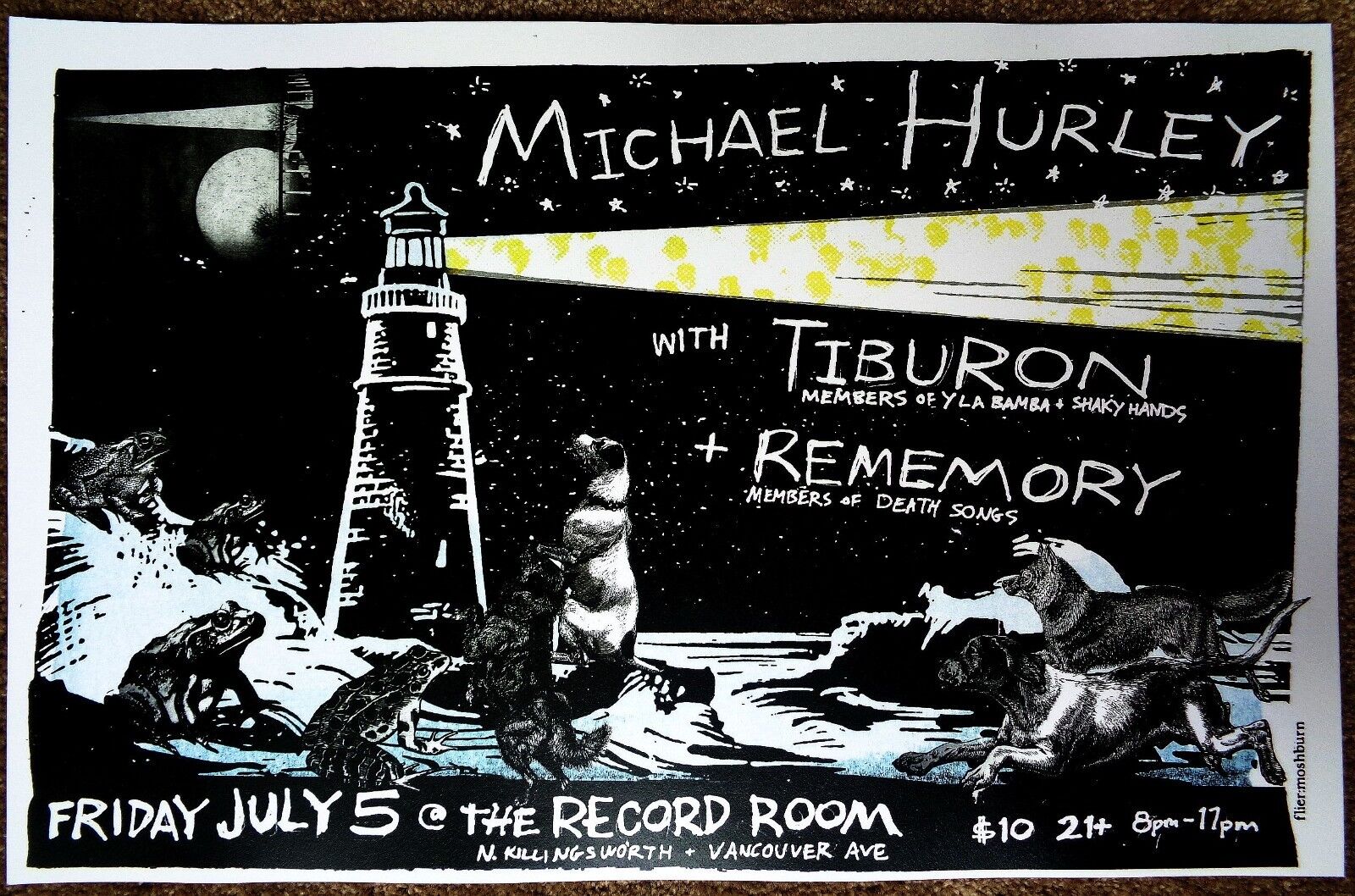 MICHAEL HURLEY 2013 Gig POSTER Concert Vancouver Washington