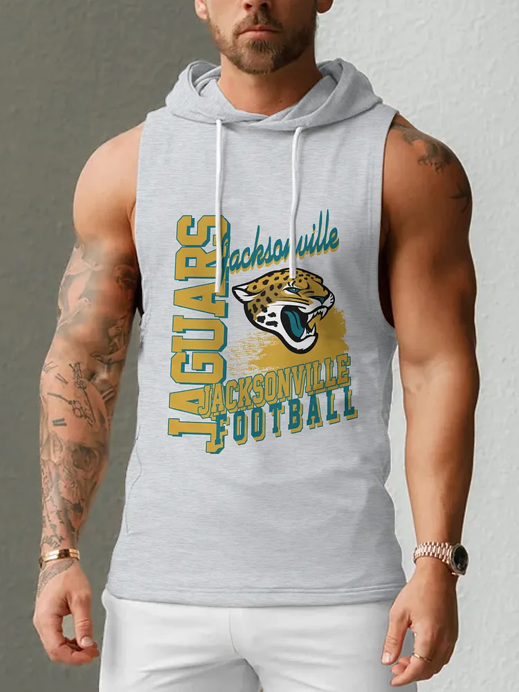 Jacksonville Jaguars Men's  Casual Comfy Sleeveless Hooded Tank Top