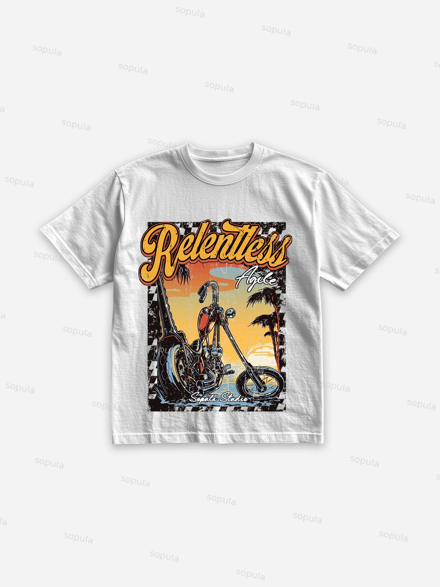 Motorcycle Holiday Print Cotton T-shirt - SOPULA