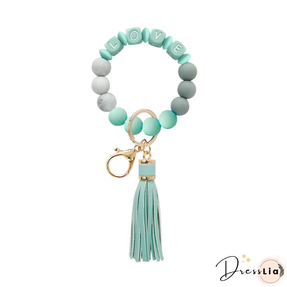 Paziye Card Holder Key Ring Silicone Bead Bracelet Key Chain