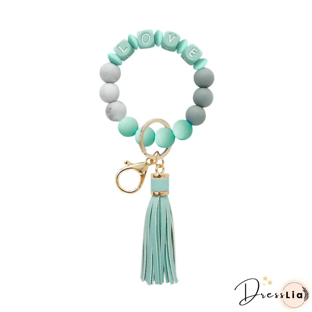 Paziye Card Holder Key Ring Silicone Bead Bracelet Key Chain