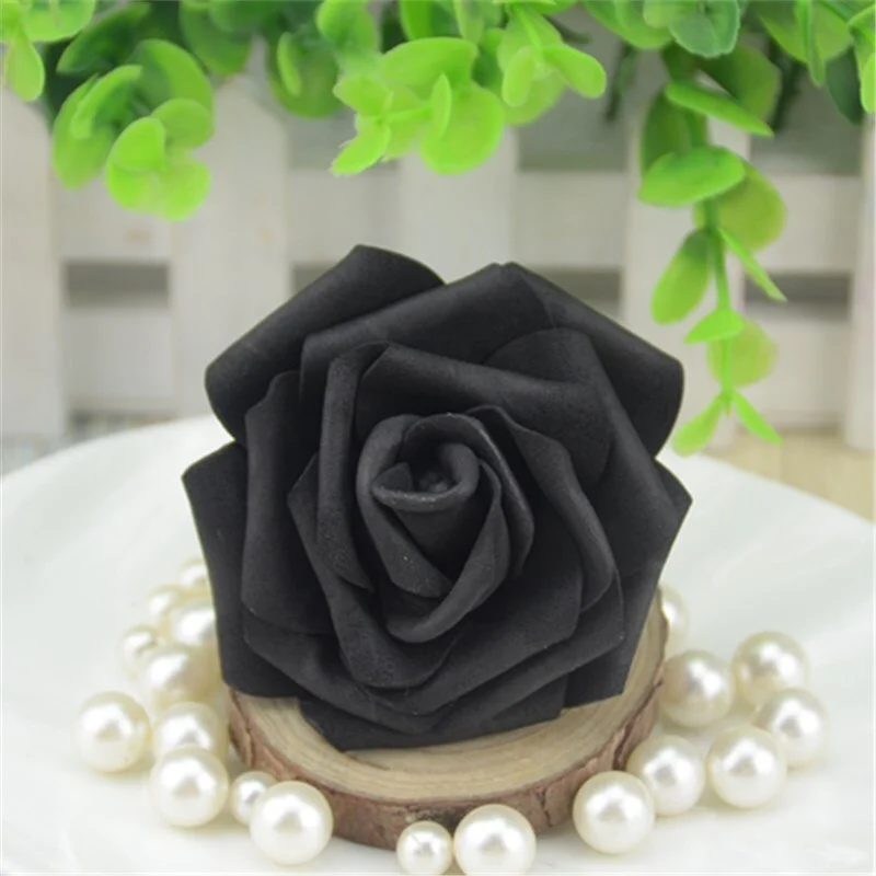 50pcs 7CM Artificial Foam Roses Flower Heads For Home Wedding Decoration Scrapbooking PE Flower DIY Kissing Balls Craft Multi