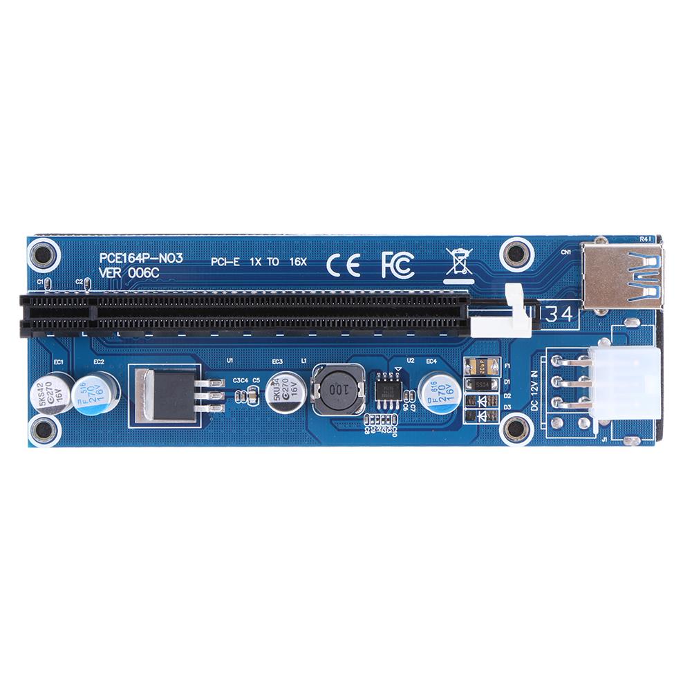 

PCI-E1X to 16X Extender Riser Card 6Pin DC-DC USB3.0 Cable for Mining, 501 Original