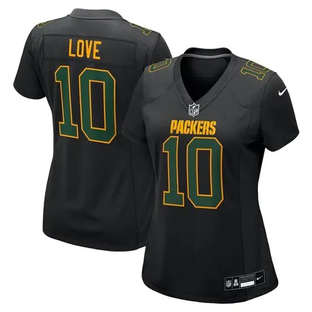 Women's Green Bay Packers #10 Jordan Love  Carbon Black Fashion Game Jersey