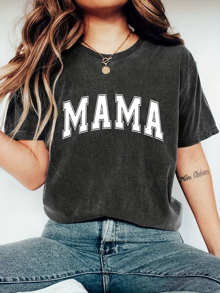 Stylish MAMA Print Crew Neck Cozy T-Shirt