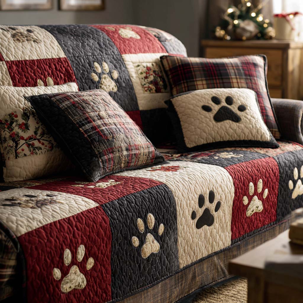 Pawfect Christmas Quilted Sofa Cover NCU0NT11196 everthome