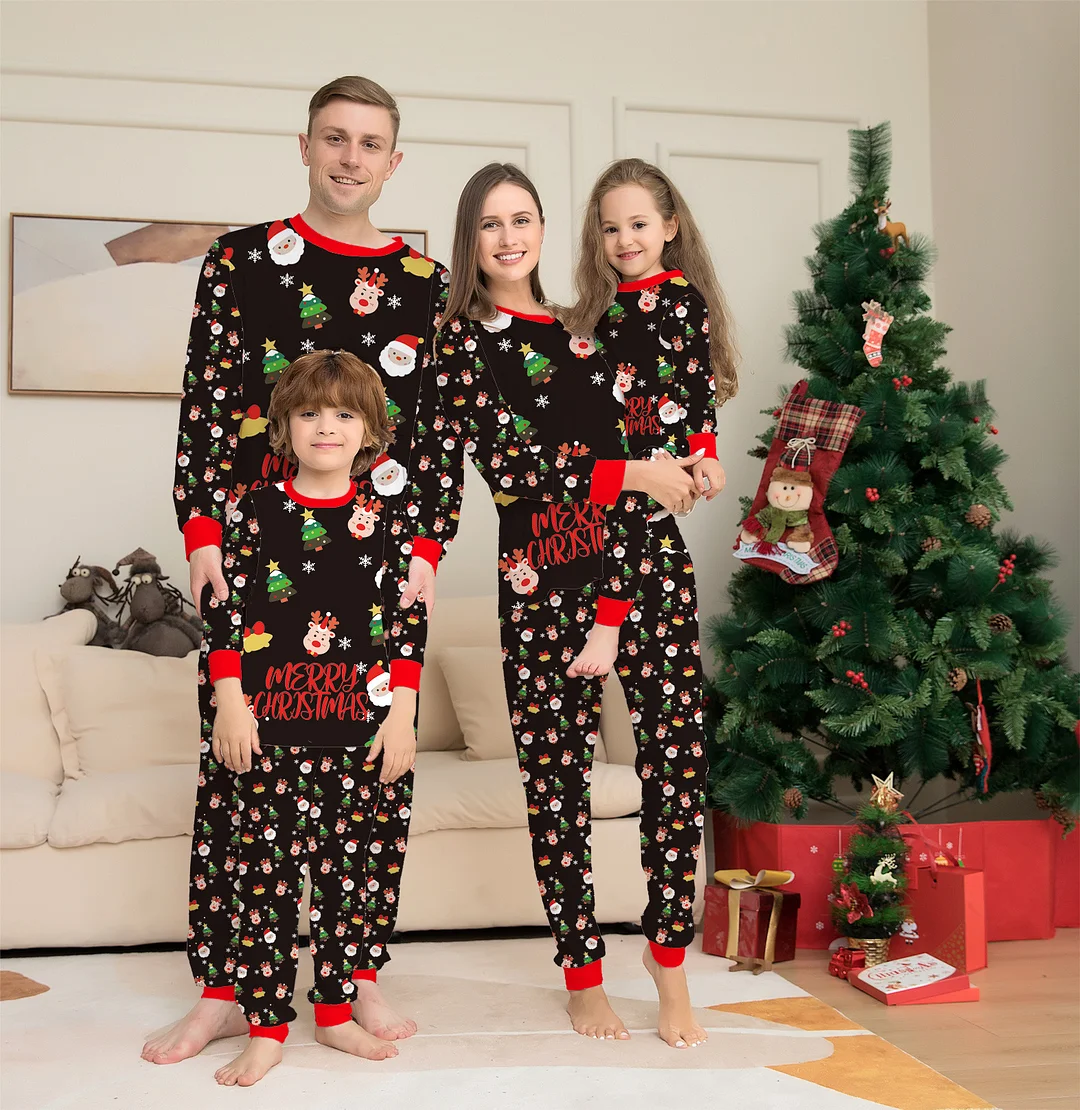 Christmas New Family Full Color Christmas Decoration Print Pajamas + Dog Family Set