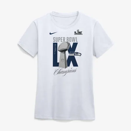 Women's Seattle Seahawks Nike White Super Bowl LX Champions Lombardi Trophy T-Shirt