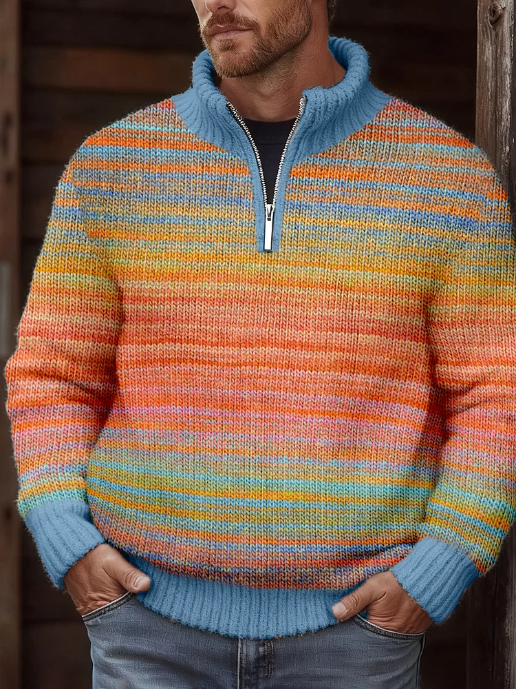 Herren bunt gestreifter gem&uuml;tlicher Strick pullover