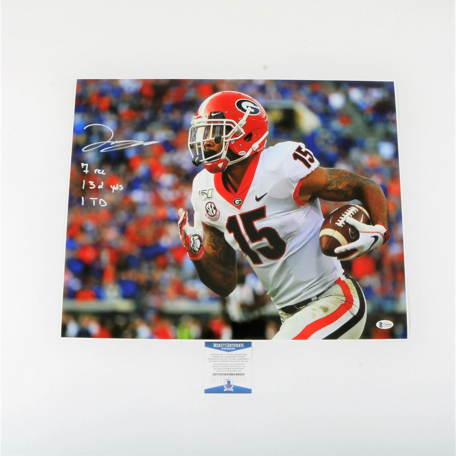 Lawrence Cager Signed 16x20 Photo Poster painting Georgia Bulldogs Game Stats Inscribed Beckett