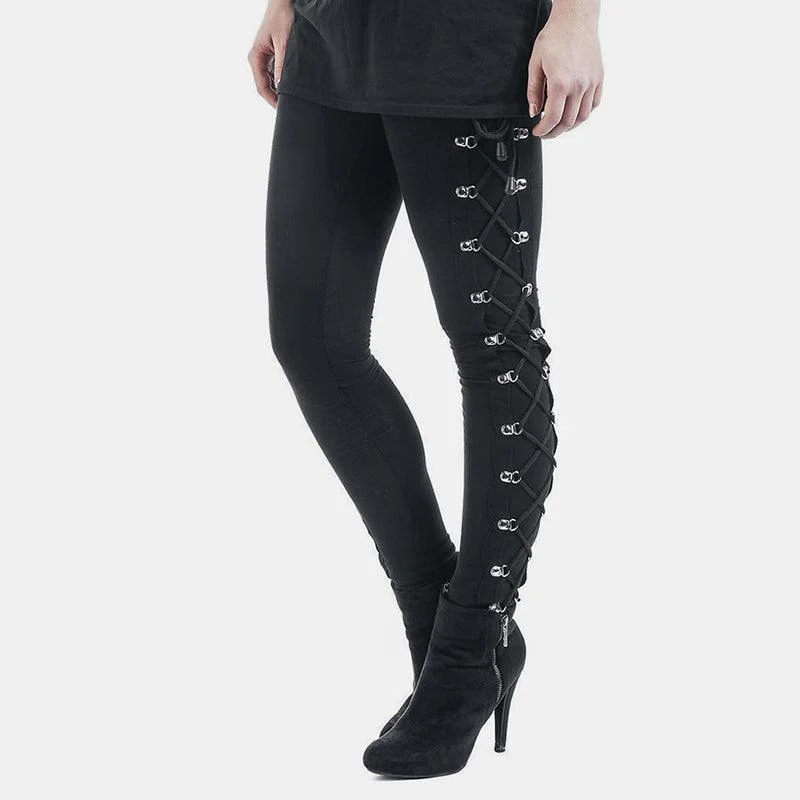 Slim Side Cross Lace Up Leggings
