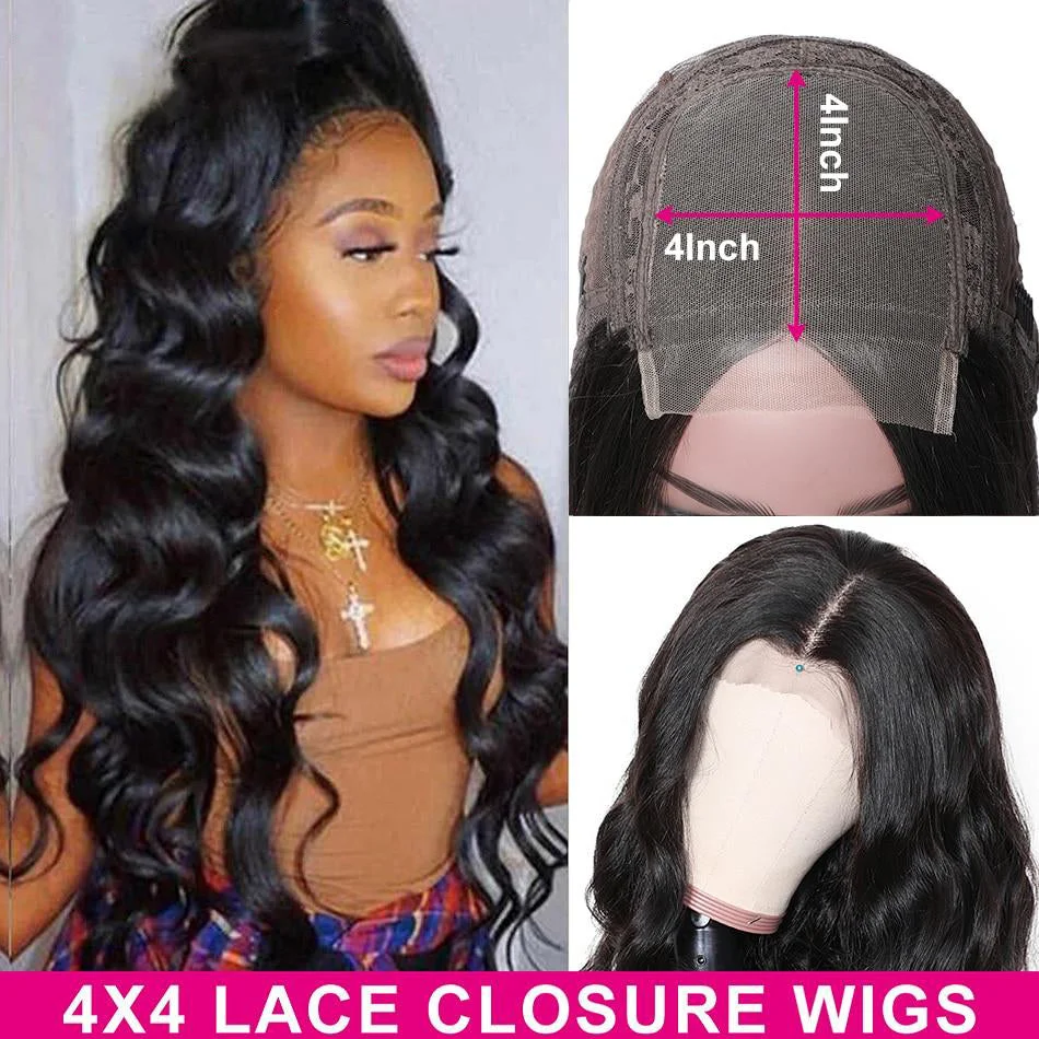 Body Wave Lace Closure Wigs Peruvian Hair Natural Hairline