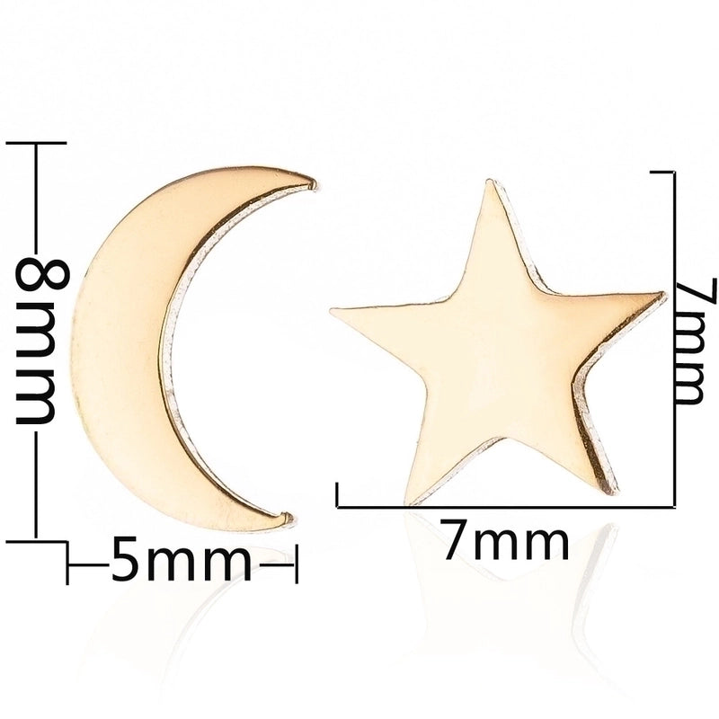 Minimalist Triangle Moon Coconut Tree Stainless Steel Asymmetrical Plating Ear Studs 1 Pair