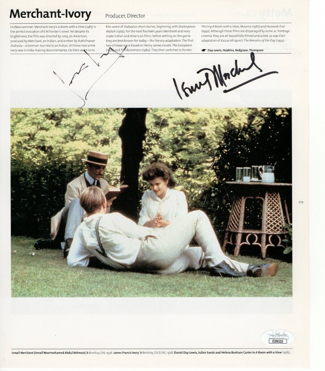 James Ivory Ismail Merchant Signed Autographed Book Page Photo Poster painting JSA II59225