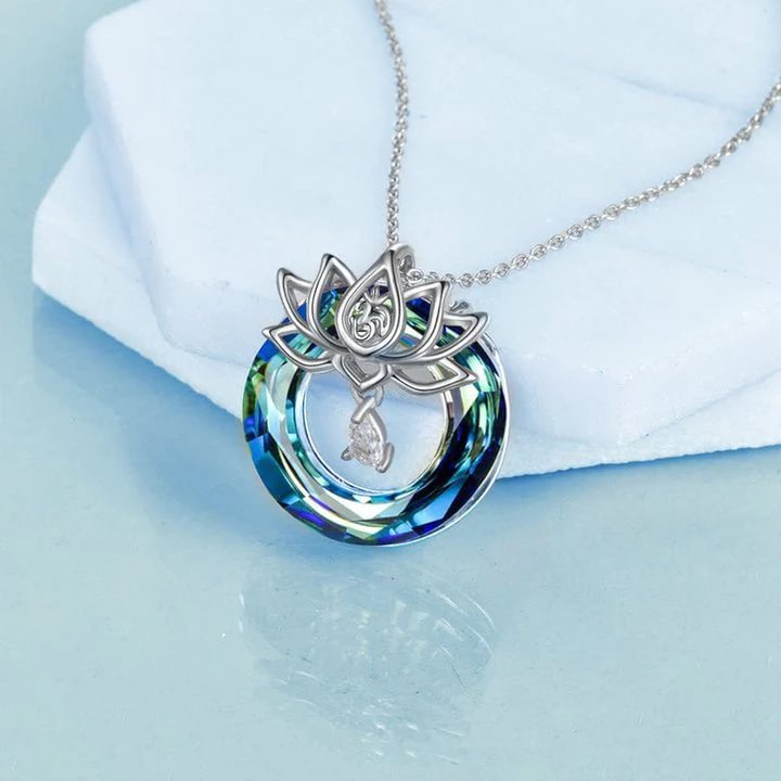 S925 Just Breathe Crystal Lotus Flower Necklace