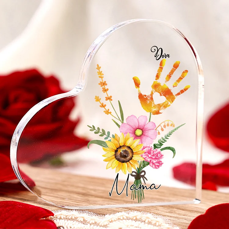 Kettenmachen Personalisierter 1 Name Herz Acryl-Deko Blumenstrauß Schreibtischdekoration für Mutter