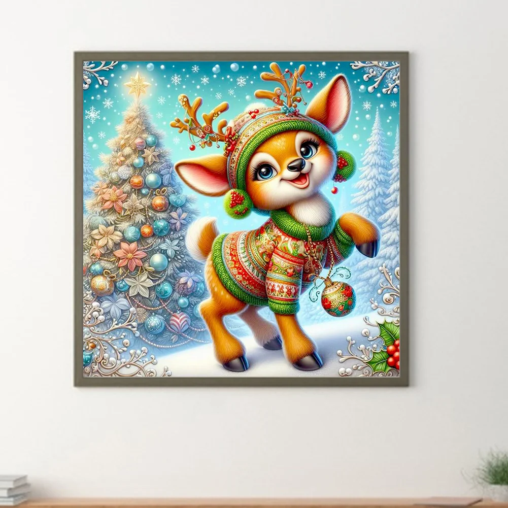 Diamond Painting - Full Round Drill - Xmas Deer(Canvas|30*30cm)
