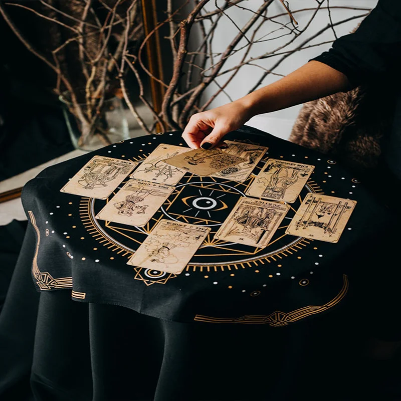 Nigikala tapestry black and gold sun and moon Tarot Card Tablecloth tapestry Altar mystical wall Witchcraft tapestry Home Decor