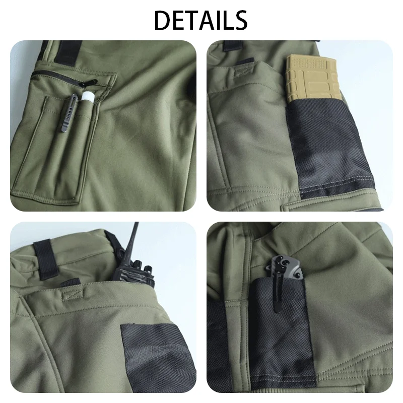 Taktische Arbeitshose f&uuml;r Herren, warme, fleecegef&uuml;tterte Wanderhose mit mehreren Taschen, geeignet zum Wandern und f&uuml;r Arbeiten im Freien.
