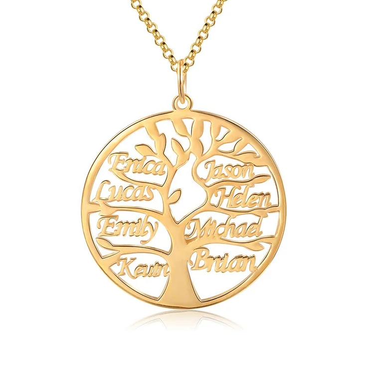 Family Tree Name Necklace Custom 8 Names Personalized Name Necklace