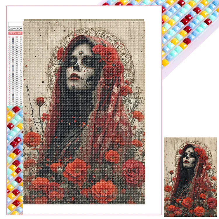 Red Skeleton Girl 40*60CM (Canvas) Full Square Drill Diamond Painting gbfke