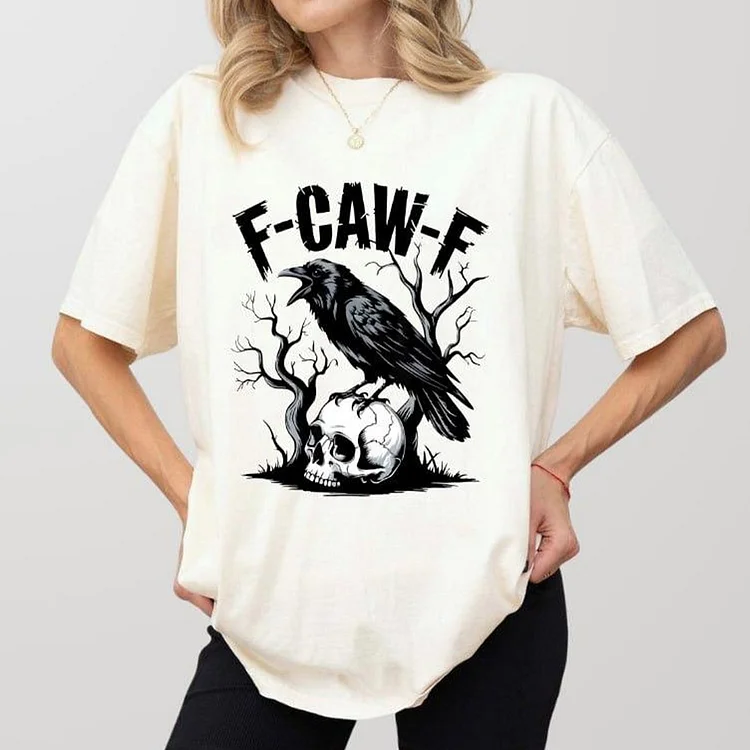  F-Caw-F One Side Shirt &ndash; Funny Raven T-Shirt, Retro Gothic Crow Graphic Sweatshirt, Hoodie