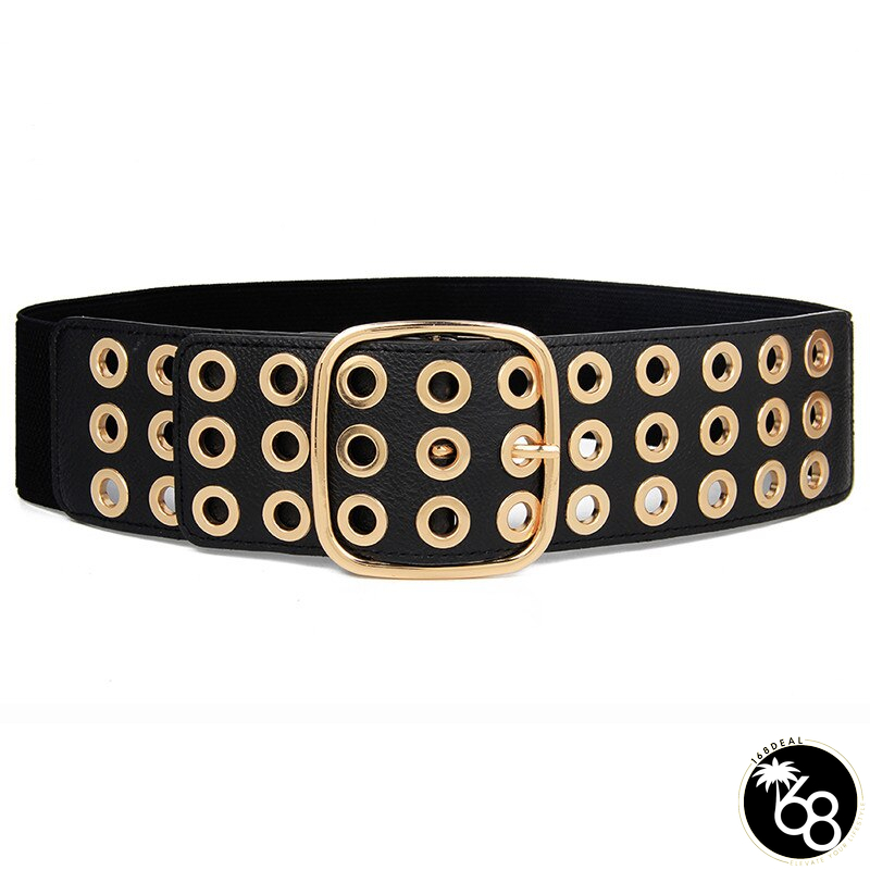 Women's PU Elastic Buckle Closure Luxury Waistband Strap Belts | 168DEAL