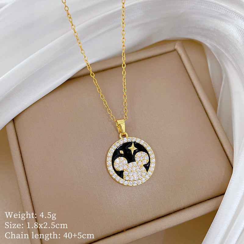 Copper Micro-Inlaid Cross Fashionable And Gorgeous Full Diamond Necklace For Women All-Match Clavicle Chain Titanium Steel