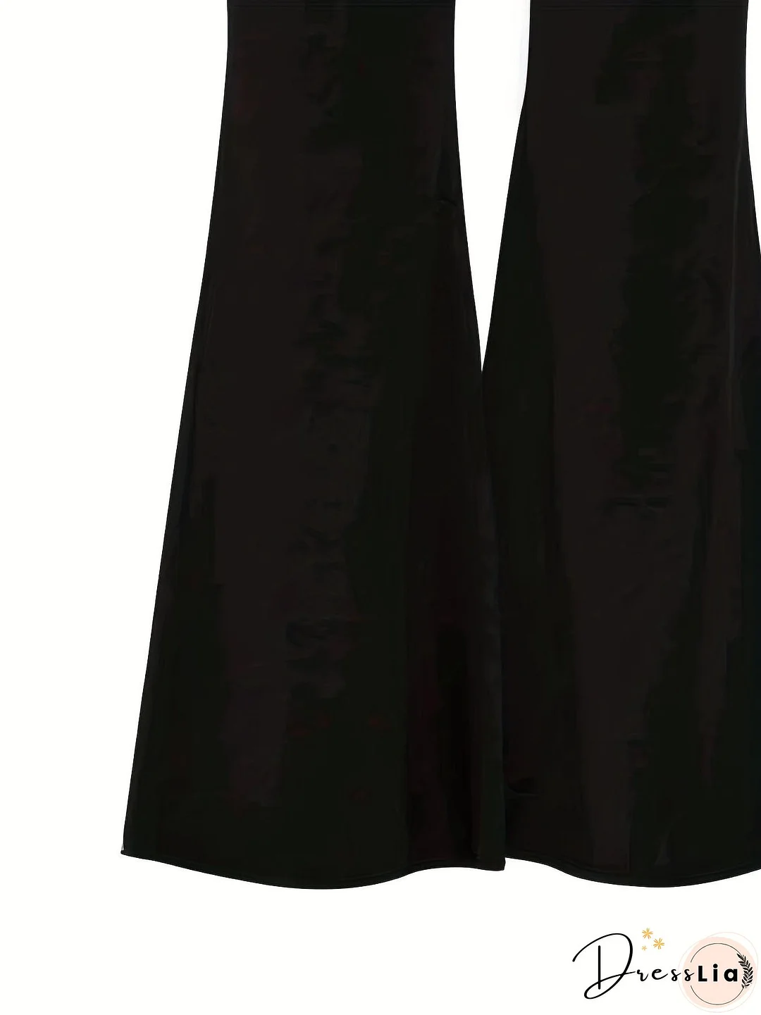 Plus Size Casual Pants, Women's Plus Plain High Waist Slight Stretch Loose Flare Leg Pants