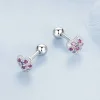 Pink Heart Flower Earrings