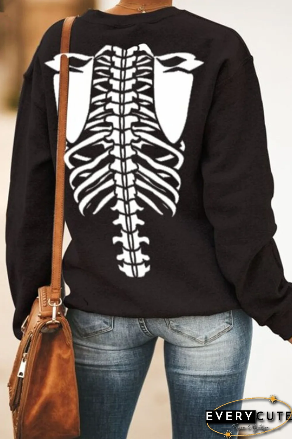 Halloween Skeleton Skull Print Sweatshirt