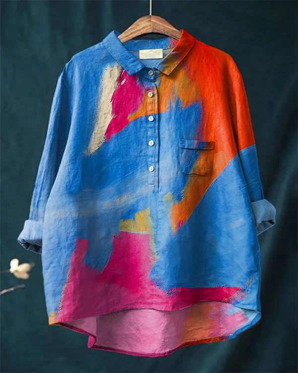 Vintage Colored Minimalist Cotton and Linen Shirt