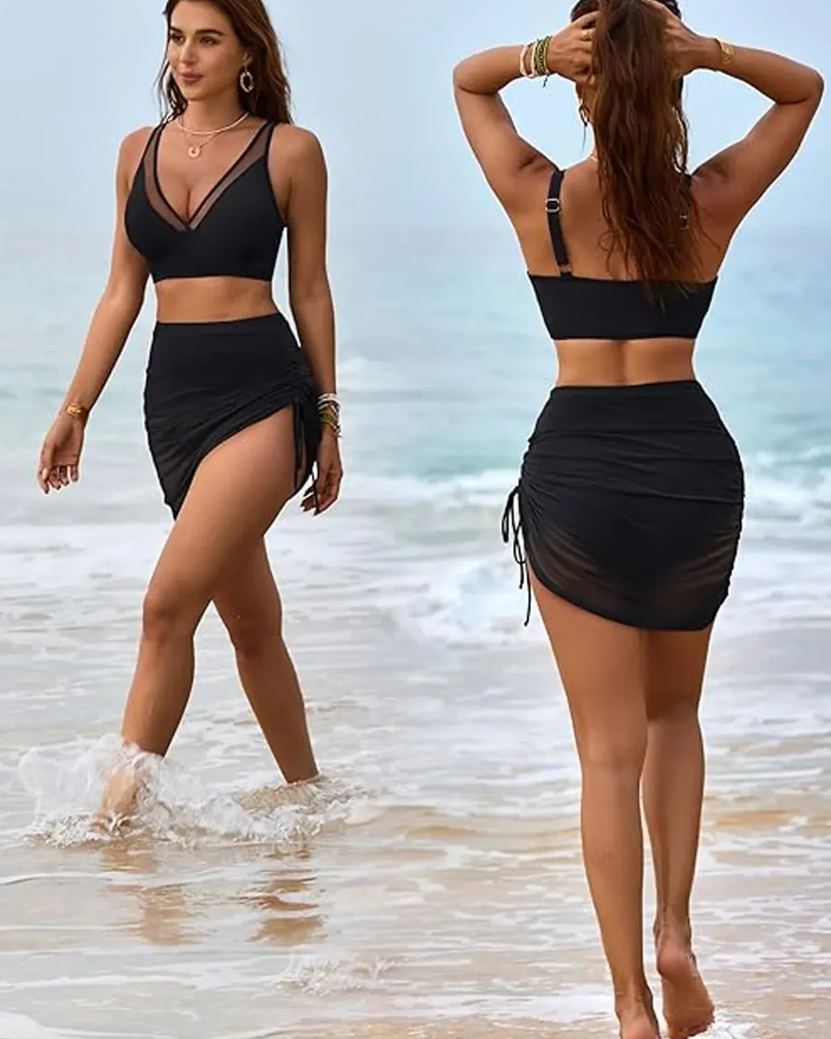 【Buy One Get One Free】High Waist Tummy Control Bikini Set Swimsuit
