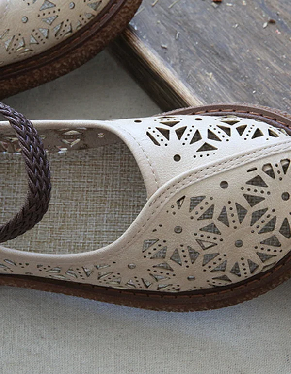 Women's Elegant Retro Wild Boho Platform Leather Walking Sandals Shoes