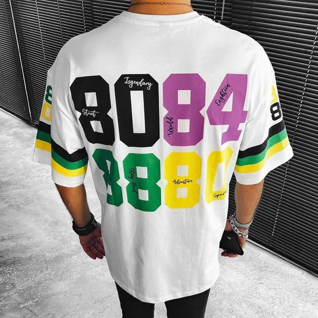 No. 80 Loose Color Matching Short-sleeved T-shirt