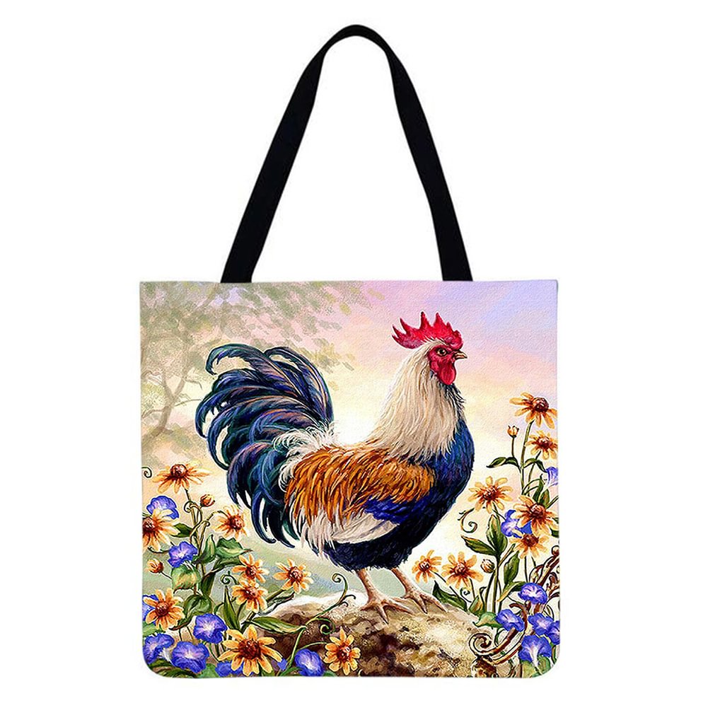 Linen Tote Bag-Rooster