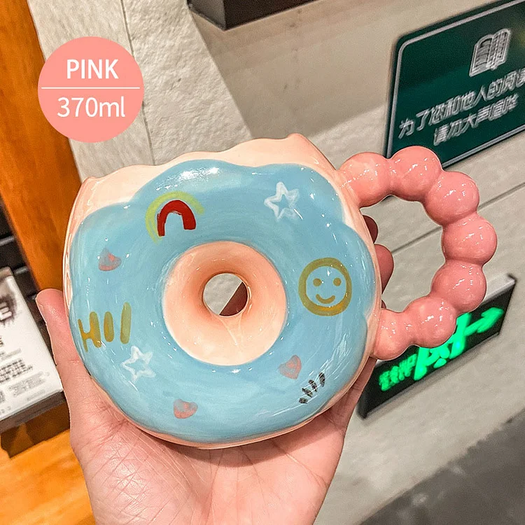 3D Doughnut Ceramic Mug - Delicious Colorful Glaze Doughnut Creative Water Cup - Appledas