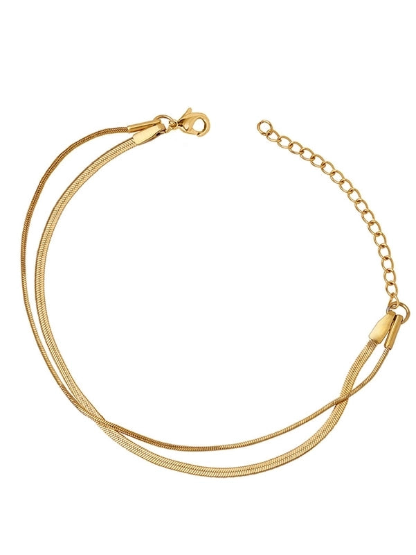 Retro Round Solid Color 304 Stainless Steel 18K Gold Plated Bracelets In Bulk