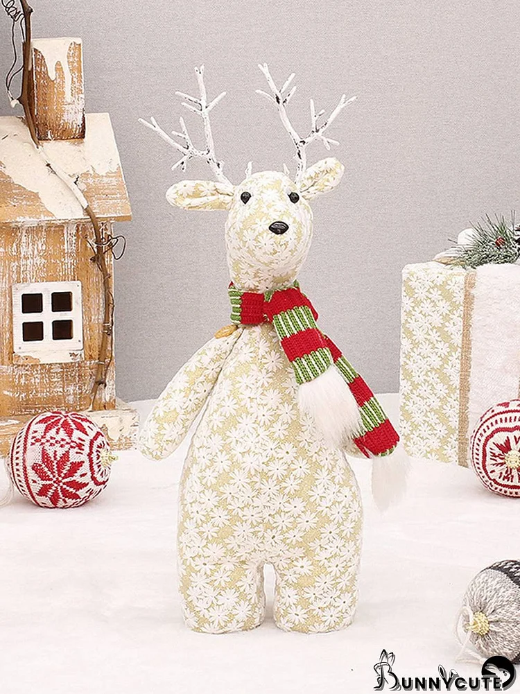 Christmas Embroidered Snowflake Fabric Elk Doll Ornaments