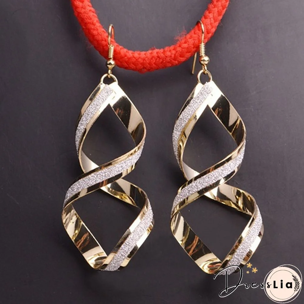 Women's Fashion Alloy Dull Polish Spiral Drop Hook Dangle Eardrop Earrings Jewelry