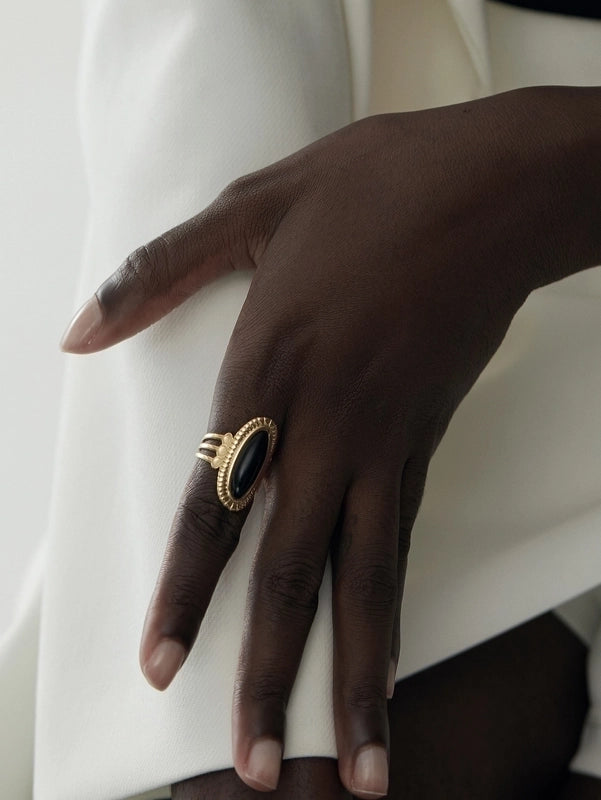 304 Stainless Steel 14K Gold Plated Retro Plating Geometric Open Rings