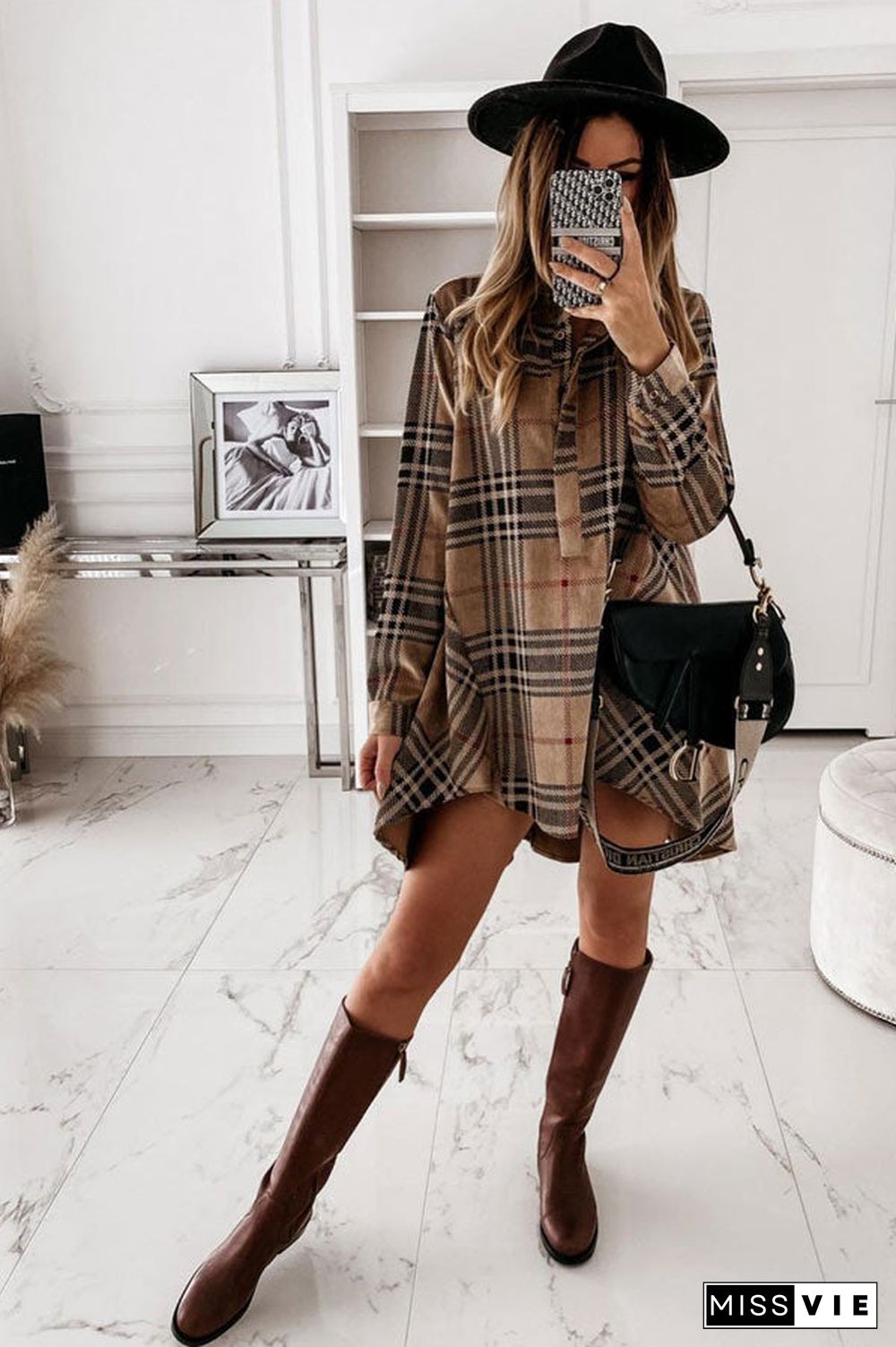 Fashion Loose Lapel Shirt Dress