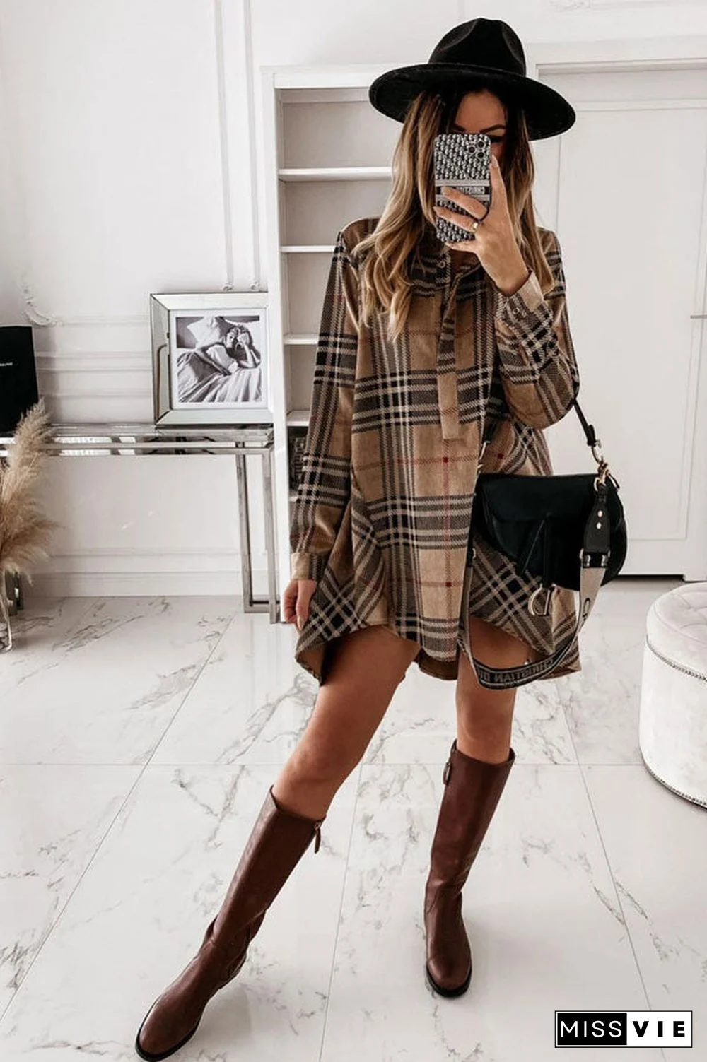 Fashion Loose Lapel Shirt Dress
