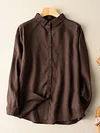 100% Linen Long Sleeve Casual Shirt In Solid Color