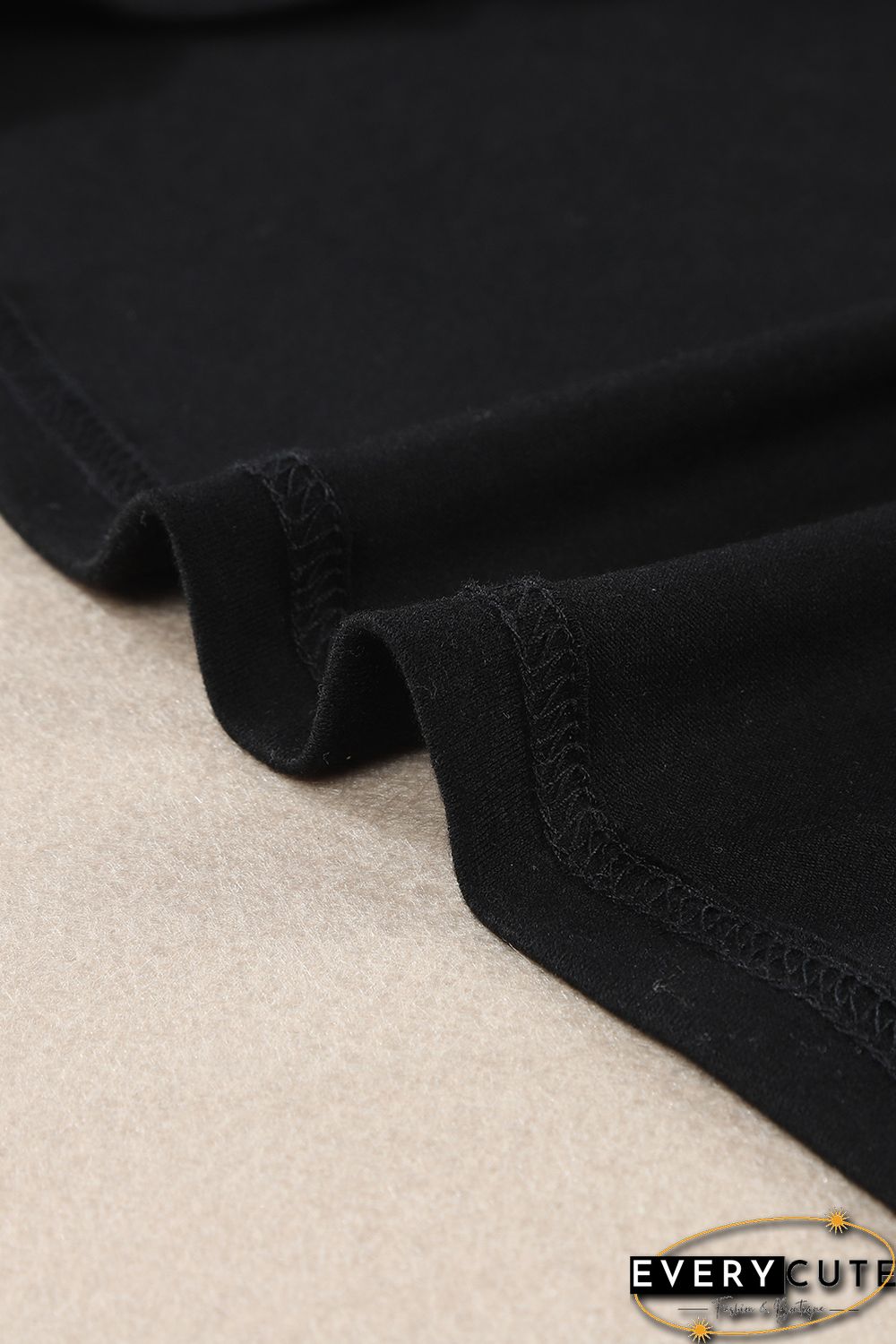 Black Leopard Sleeves Color Block V Neck T-shirt