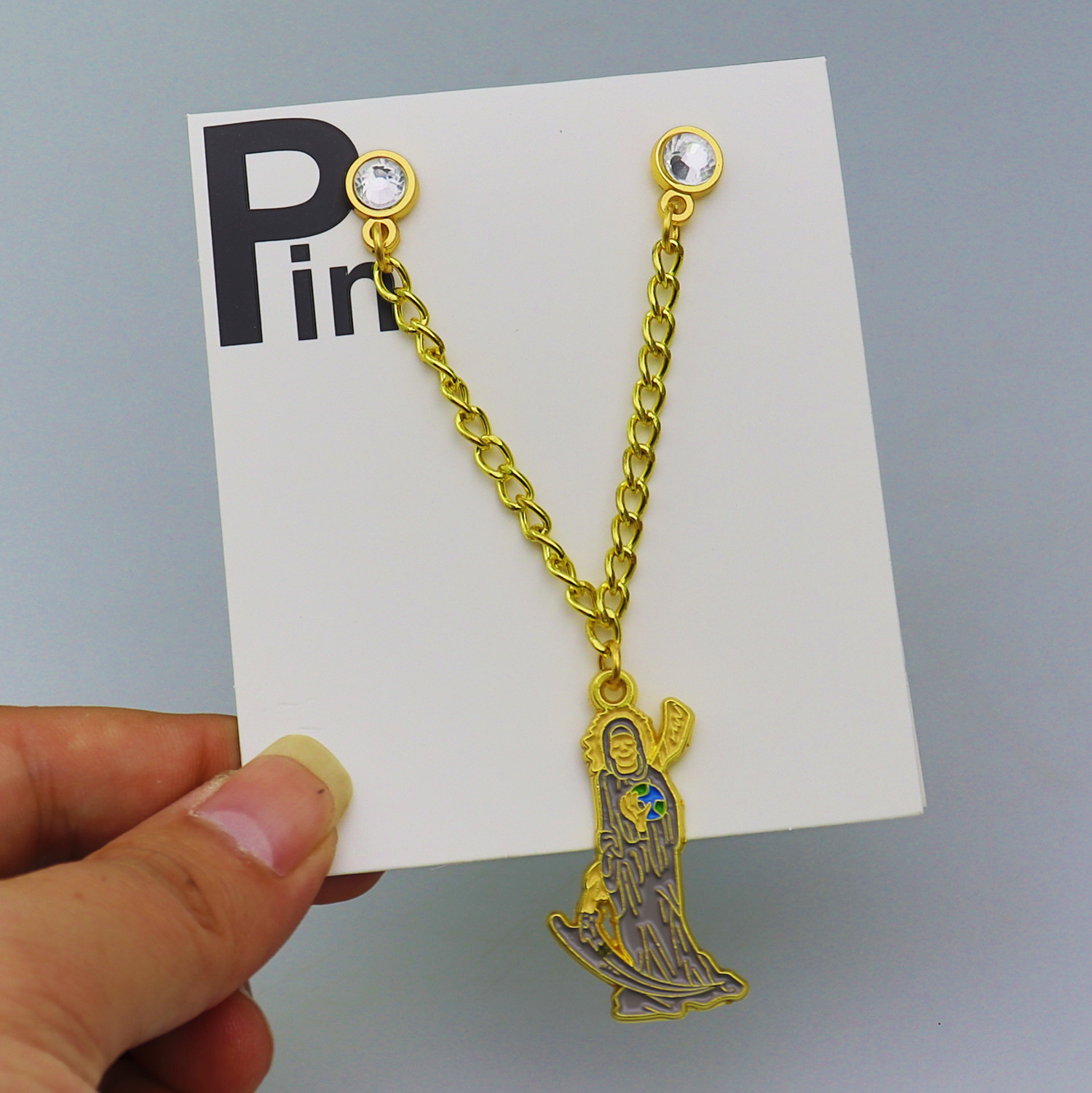 NEW GOLD "grim Reaper" CHAIN W/ RHINESTONES VERY LIMITED