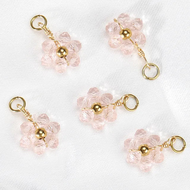 20 PCS/Package Diameter 10mm Hole 3~3.9mm 304 Stainless Steel Artificial Crystal Flower Pendant Jewelry Accessories