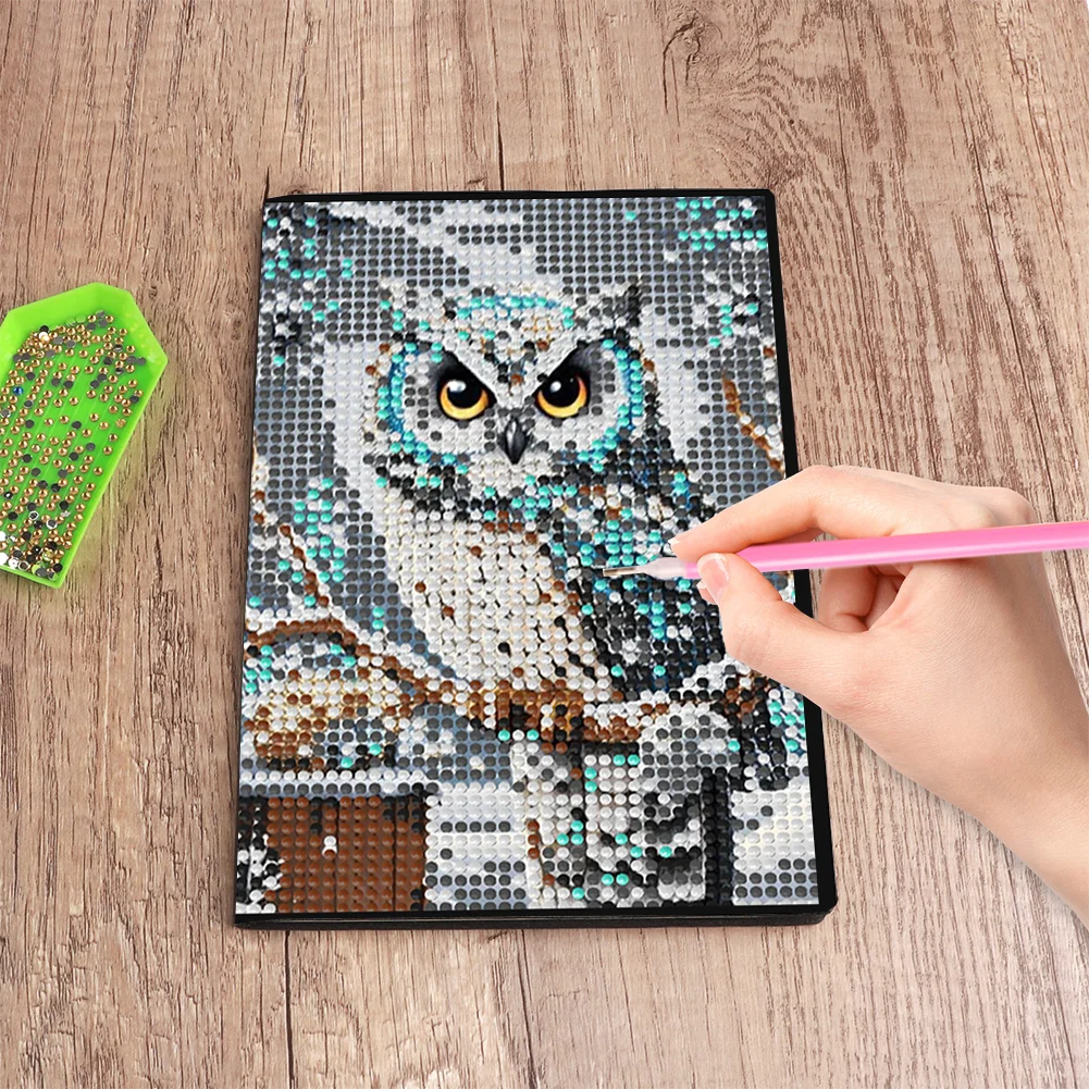5D DIY Owl Diamond Art Painting Notebook Kit Crystal Notepad Sketchbook Gifts