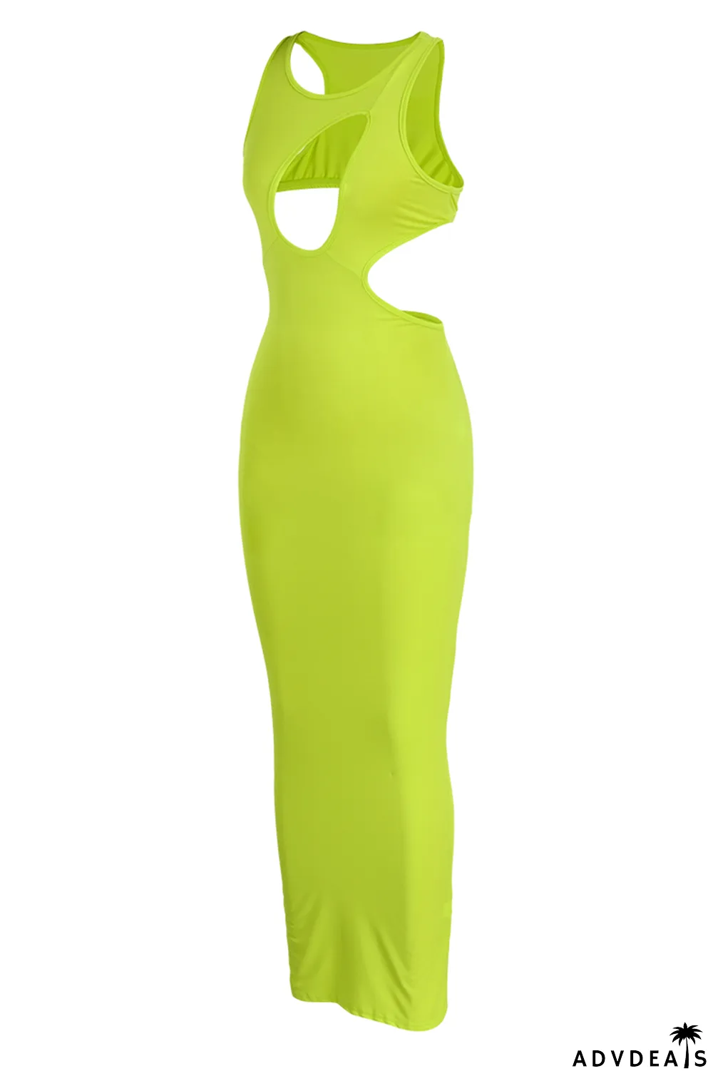 Fruit Green Sexy Solid Bandage O Neck Pencil Skirt Dresses